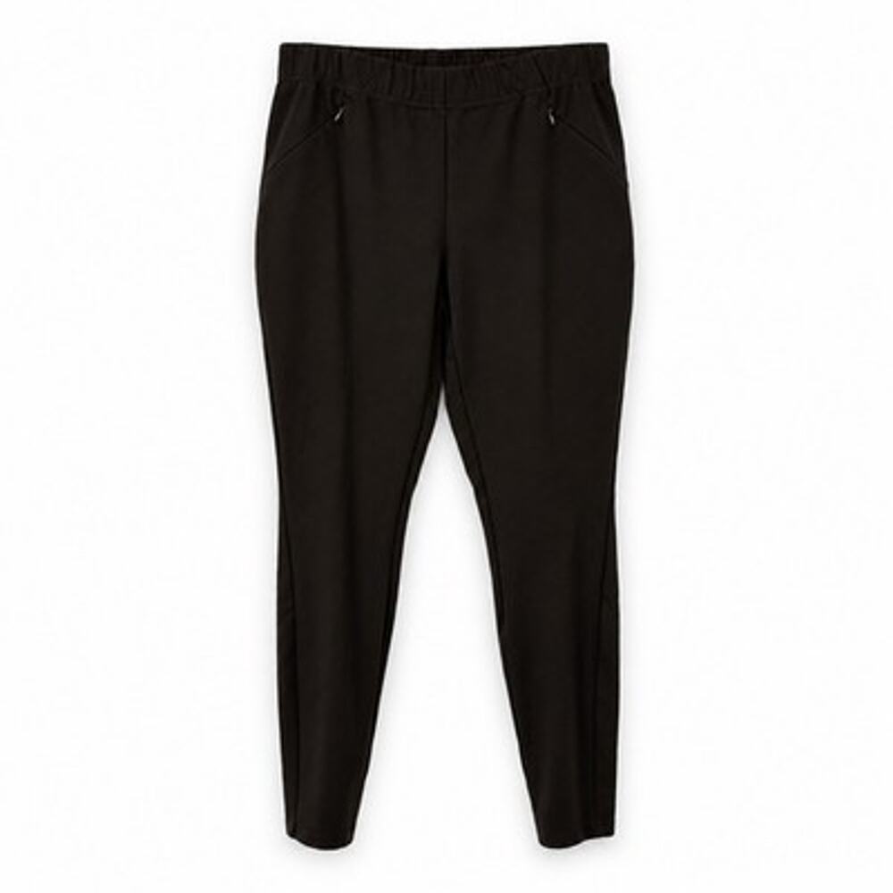J Jill Pull on Ponte Ankle Leggings Small Brown Zipper Pockets Casual Career